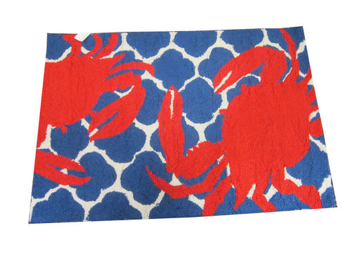 Hand Hooked Red Crab Rug 2 x 3 - Click Image to Close